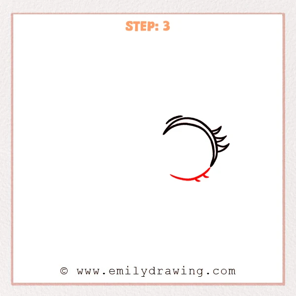 how to draw an anime eyes - Step 3: A rounded lower eyelid completes the eye outline with small lower lashes.